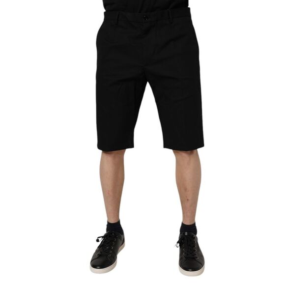 Dolce & Gabbana Black Cotton Stretch Mid Waist Bermuda Men's Shorts